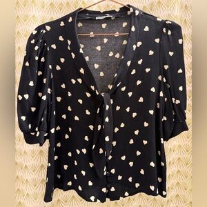 Reformation Joelle Heart-Print Short-Sleeved Top